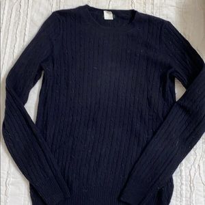 JCrew Navy blue wool/cashmere blend cable knit